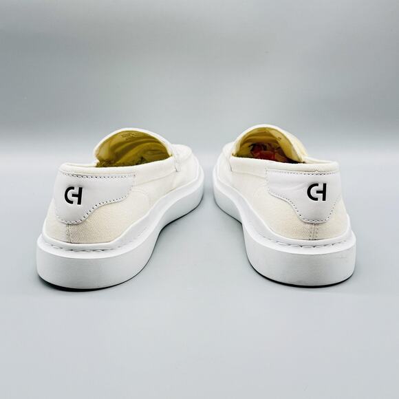 Cole Haan Shoes Womens 9 White Canvas Penny Loafers Grand 360 Slip On NEW - Picture 6 of 10